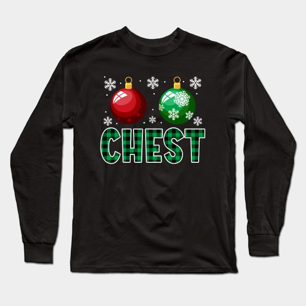 Chest Funny Couple Matching Christmas Chest Nuts Long Sleeve T-Shirt by Emilied